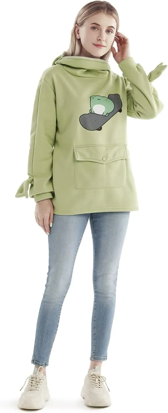 RGOSME Frog Hoodie Teen Girls Cute Oversized Graphic Hoodies Women Sweatshirt Cosplay Costume Pullover Tops