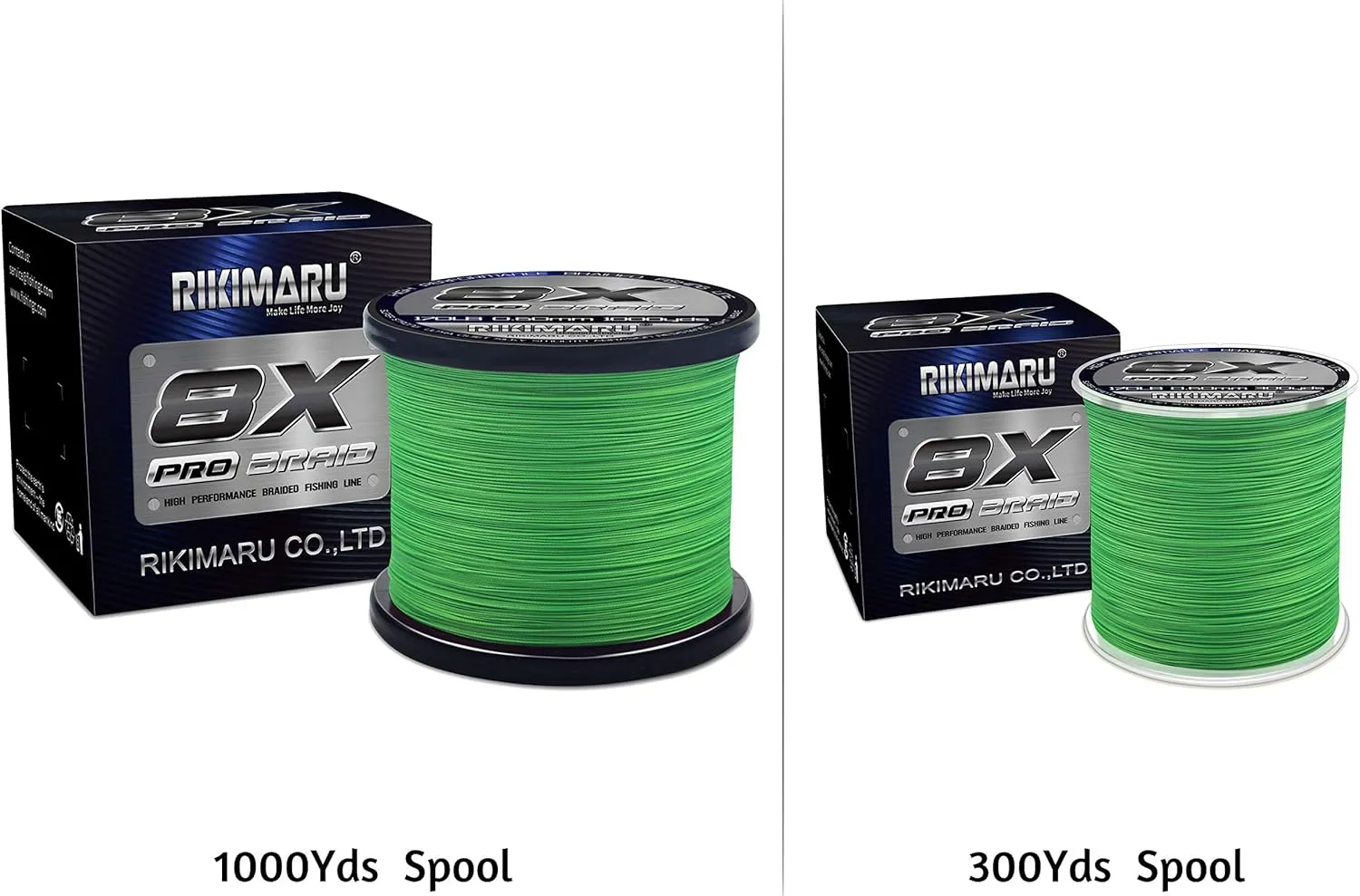 Rikimaru 8X Pro Braid Fishing Line 6LB-170LB, 300yds-1000yds Fluo-Green,Lemon Yellow,Plum Pink