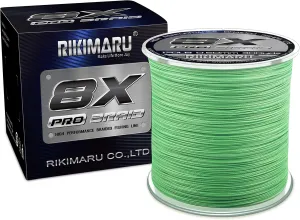 Rikimaru 8X Pro Braid Fishing Line 6LB-170LB, 300yds-1000yds Fluo-Green,Lemon Yellow,Plum Pink