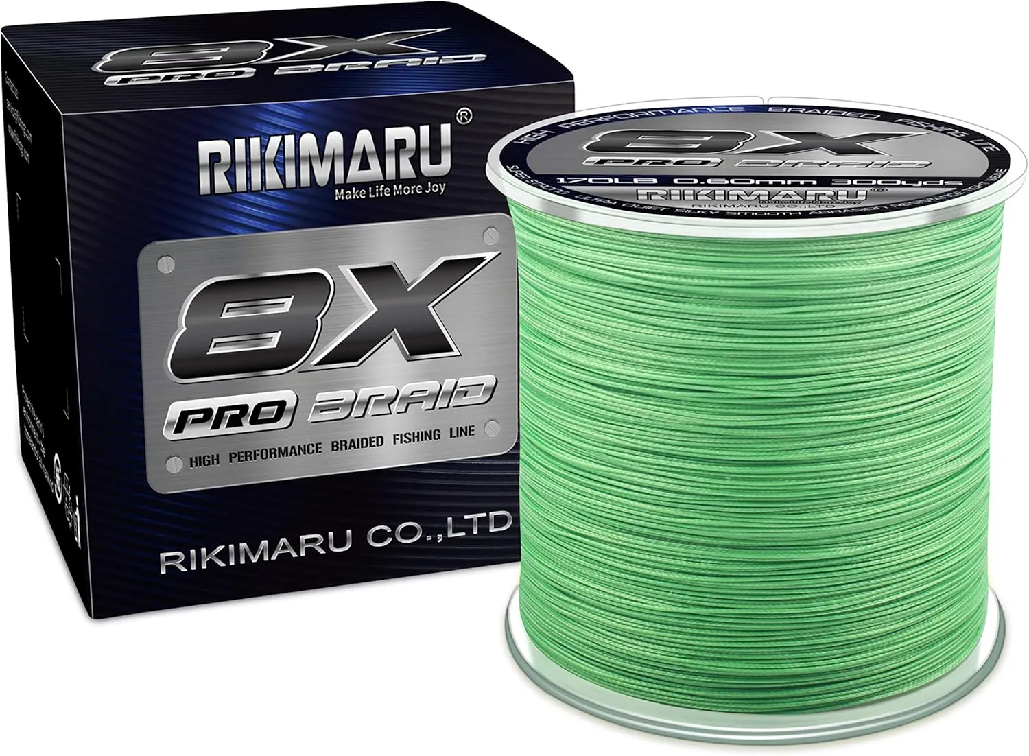 Rikimaru 8X Pro Braid Fishing Line 6LB-170LB, 300yds-1000yds Fluo-Green,Lemon Yellow,Plum Pink