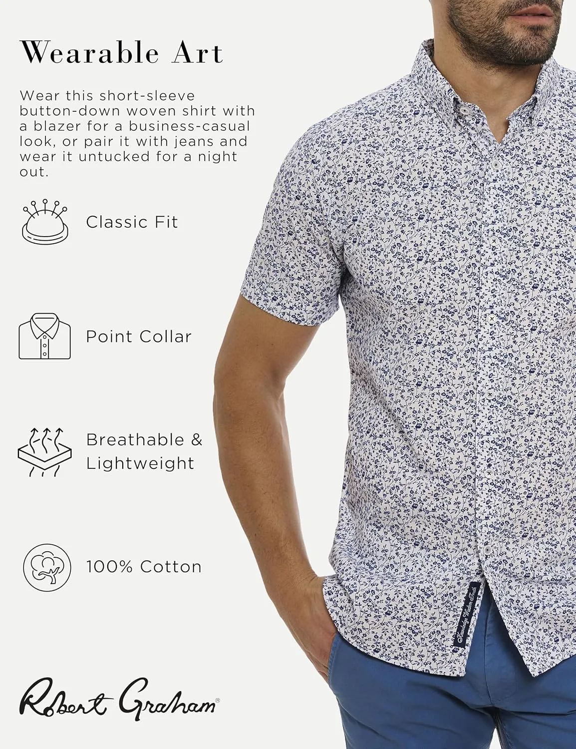 Robert Graham Men's Bassel Short Sleeve Woven Shirt