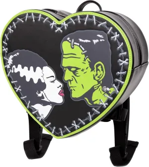 Rock Rebel Bride of Frankenstein & Frankenstein Monster Heart Shaped Backpack - Official Universal Monsters Bag