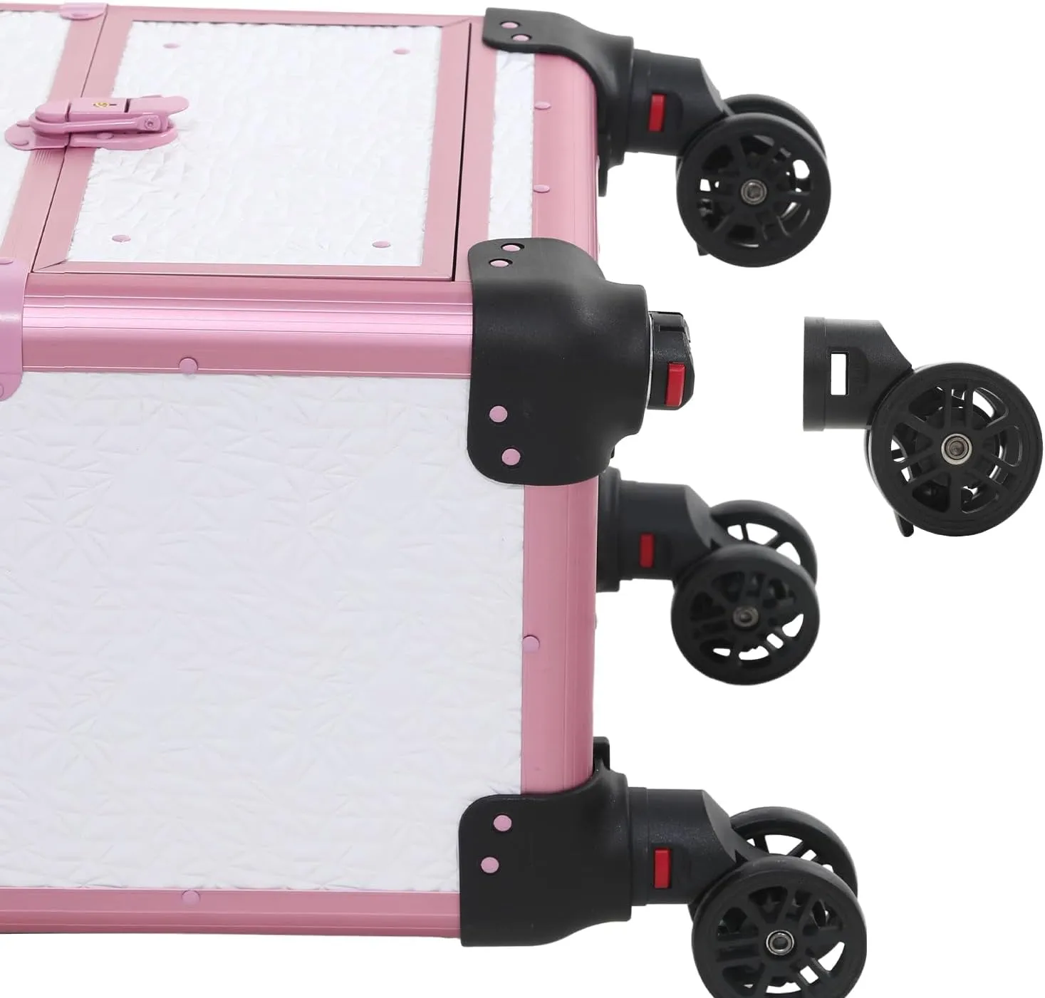 Rolling Train Case With Drawer - Cosmetic Organizer, Traveling Makeup Trolley (White)
