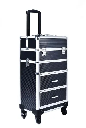 Rolling With Drawers, Cosmetic Organizer, Makeup Traveling Case, Trolley (Black)