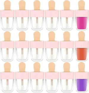 RONRONS 30 Pack 8ml (0.27oz) Cute Ice Cream Shaped Lip Gloss Tubes with Applicator Wands, Refillable Empty Lip Gloss Containers for DIY Lip Gloss, Bulk Wholesale for Small Business