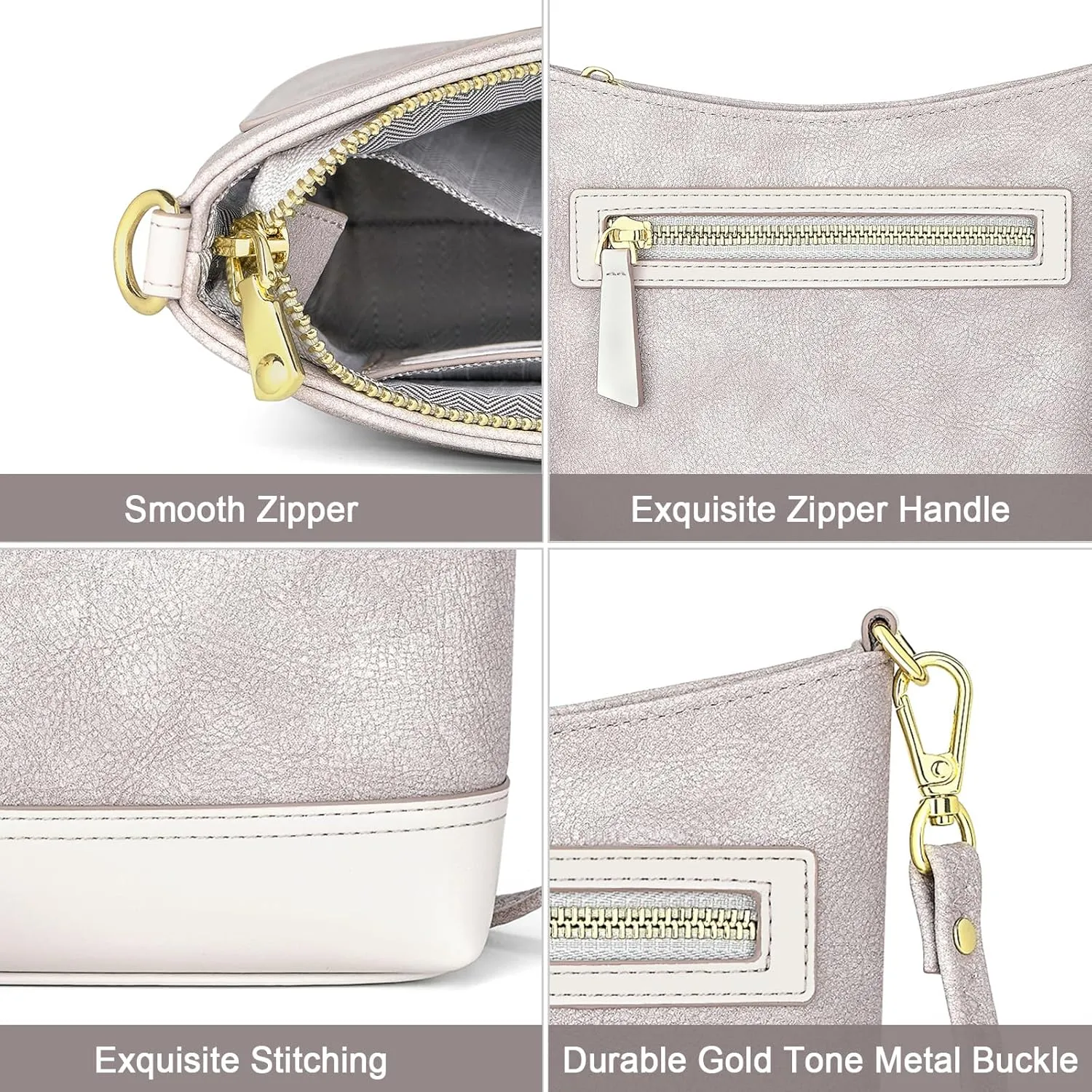RONSIN Crossbody Bag for Women Cell Phone Purse Bucket Bag Shoulder Bag with Multi Zipper Pockets