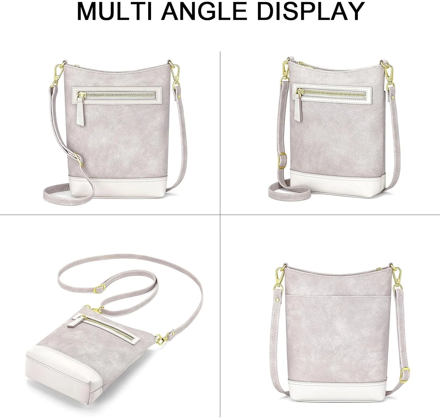 RONSIN Crossbody Bag for Women Cell Phone Purse Bucket Bag Shoulder Bag with Multi Zipper Pockets