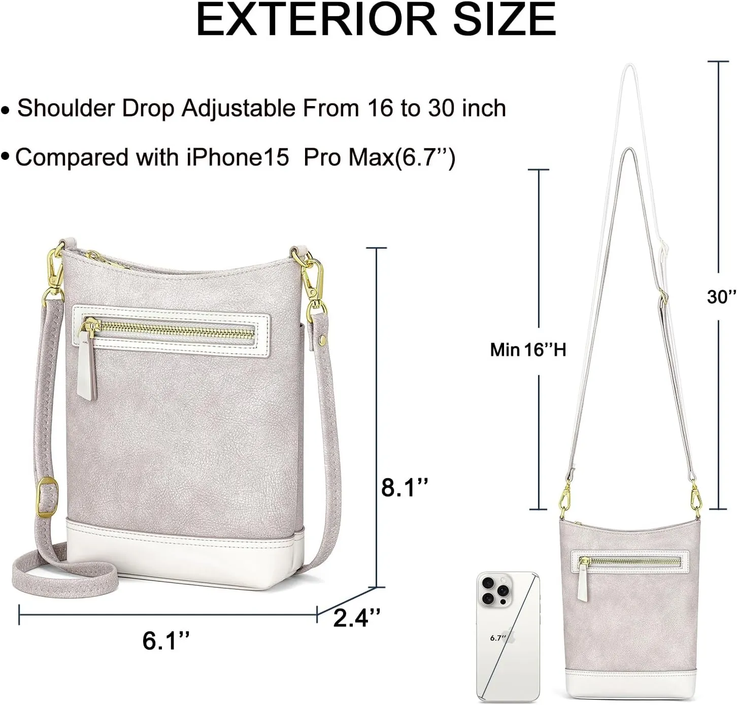 RONSIN Crossbody Bag for Women Cell Phone Purse Bucket Bag Shoulder Bag with Multi Zipper Pockets