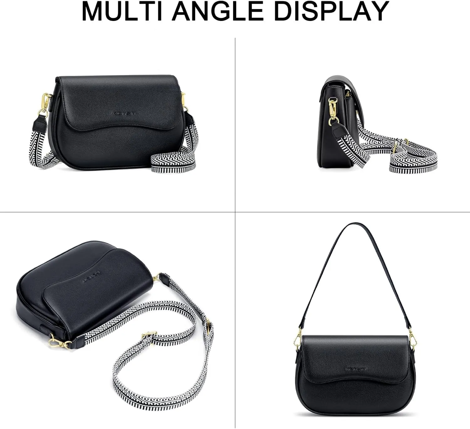RONSIN Flap Saddle Bag for Women Crossbody Wallet Purse with RFID Card Saddle Purse Adjustable Strap Crossbody Bags