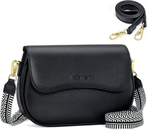 RONSIN Flap Saddle Bag for Women Crossbody Wallet Purse with RFID Card Saddle Purse Adjustable Strap Crossbody Bags