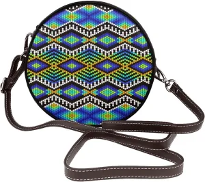 Round Crossbody Bags for Women and Purses, PU Leather Handbag Wristlet Circle Bag