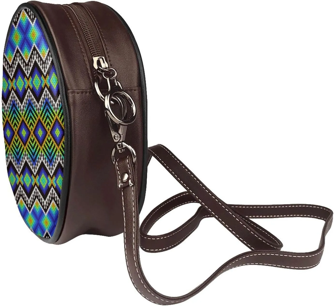 Round Crossbody Bags for Women and Purses, PU Leather Handbag Wristlet Circle Bag