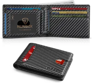 RUNBOX Wallet for Men Slim 11 Credit Card Holder Slots Leather RFID Blocking Small Thin Men's Wallet Bifold Minimalist Front Pocket Large Capacity Gift Box