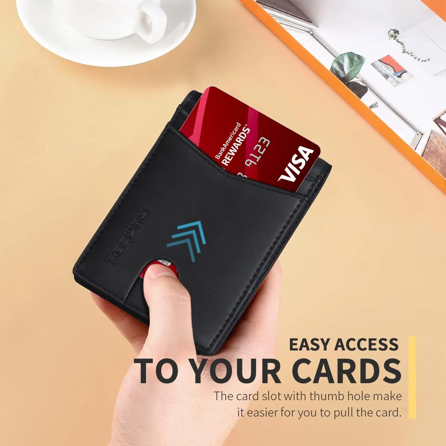 RUNBOX Wallet for Men,Mens Wallet,Slim Leather Bifold,RFID Blocking 8 Slots Gift Box