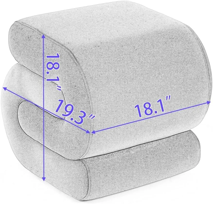 S-Shape Velvet Ottoman, Vanity Chair Upholstered Footrest Ottoman Stool Dressing Chair Makeup Rest Vanity Stool for Makeup, Living Room, Bedroom(Dark Green)