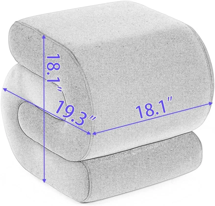 S-Shape Velvet Ottoman, Vanity Chair Upholstered Footrest Ottoman Stool Dressing Chair Makeup Rest Vanity Stool for Makeup, Living Room, Bedroom(Light Pink)