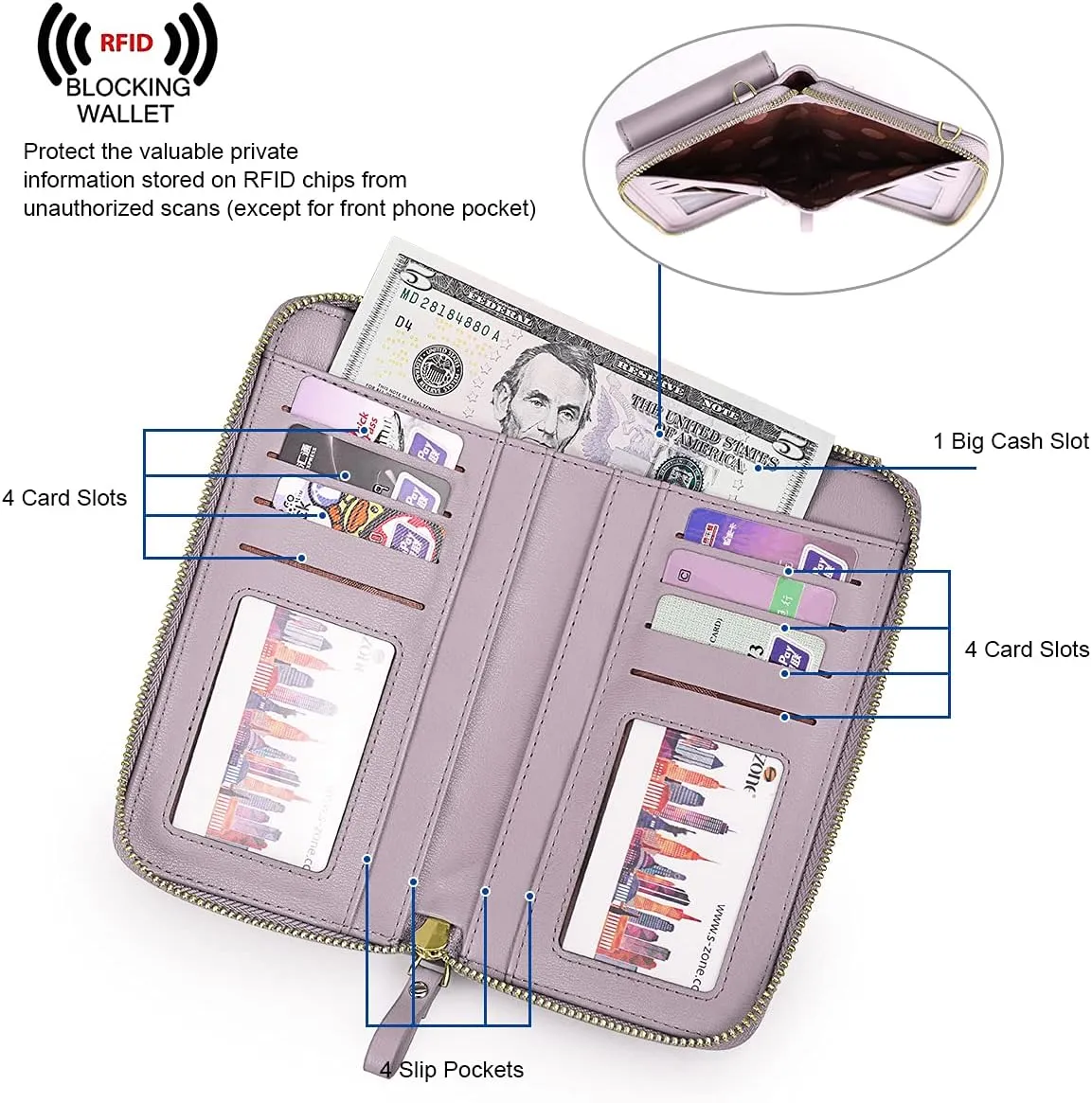 S-ZONE Small Crossbody Bags for Women Cell Phone Purse RFID Blocking Wallet Purses with Credit Card Slots