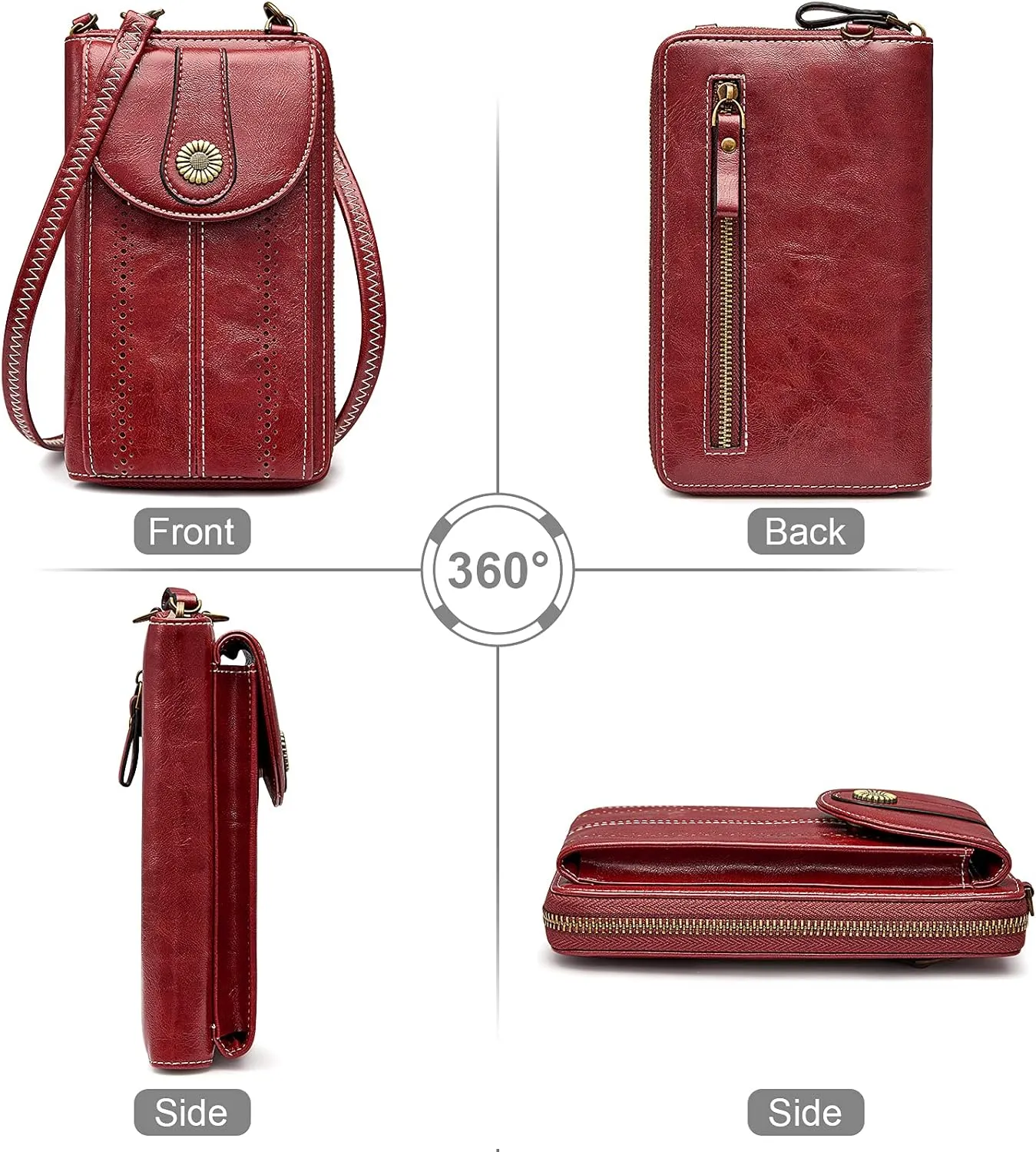 S-ZONE Women RFID Blocking Crossbody Cell Phone Purse Small Faux Leather Wallet Purse