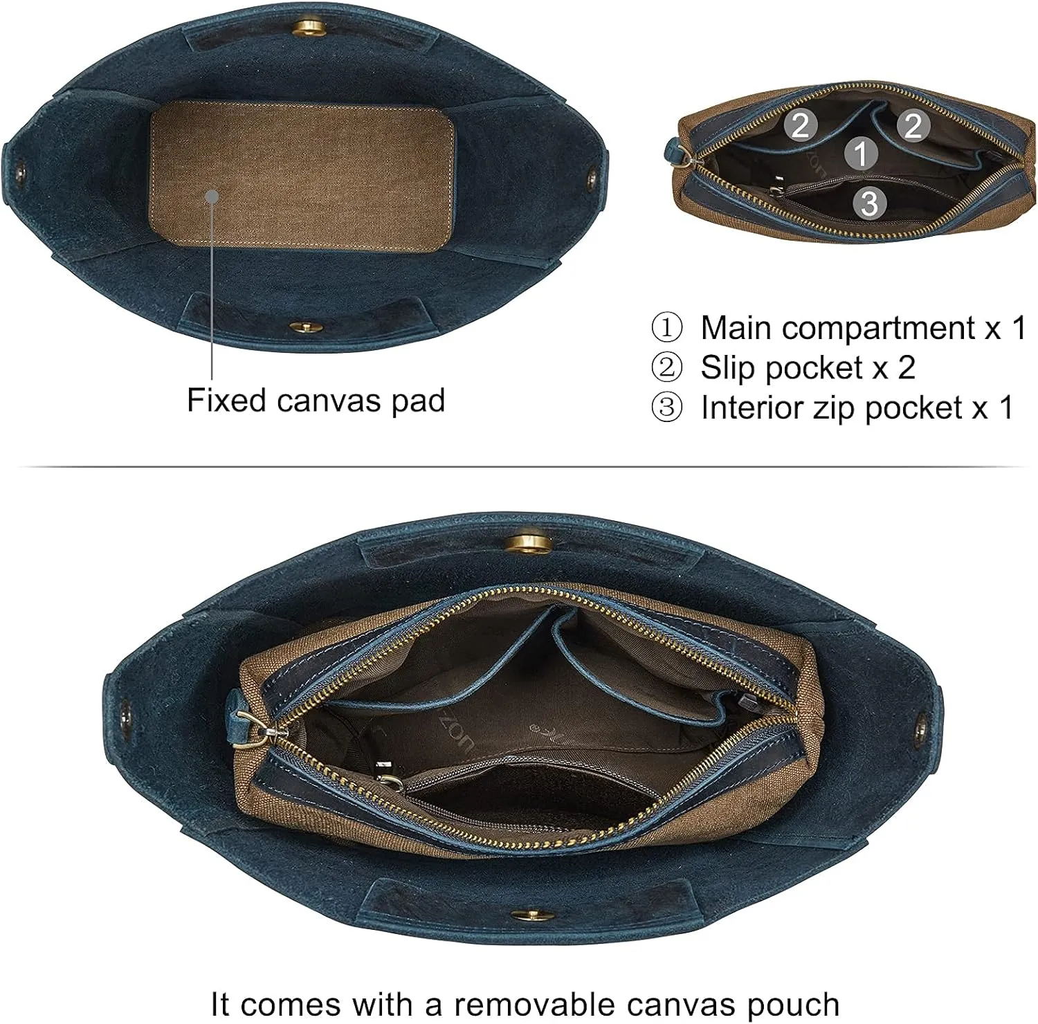 S-ZONE Women Vintage Genuine Leather Bucket Tote Bag Hobo Handbag Distressed Shoulder Purse