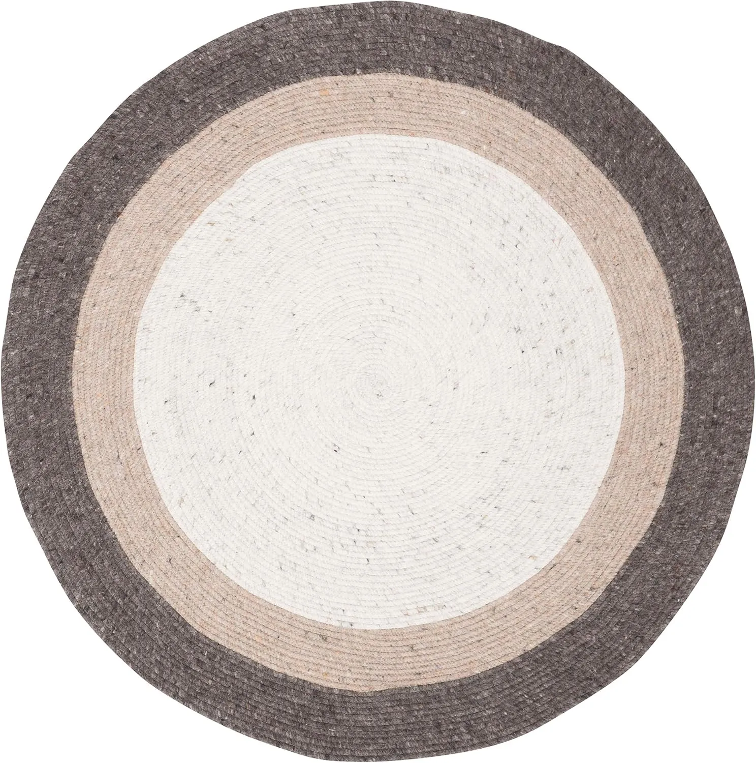 SAFAVIEH Braided Collection 4' Round Charcoal/Ivory BRD903H Handmade Country Cottage Reversible Wool Entryway Foyer Living Room Bedroom Kitchen Area Rug