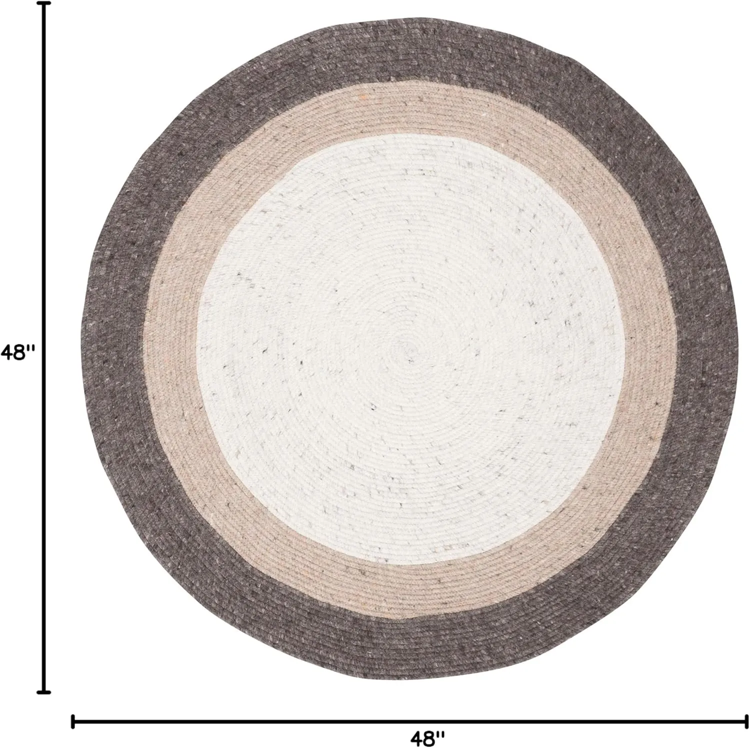 SAFAVIEH Braided Collection 4' Round Charcoal/Ivory BRD903H Handmade Country Cottage Reversible Wool Entryway Foyer Living Room Bedroom Kitchen Area Rug