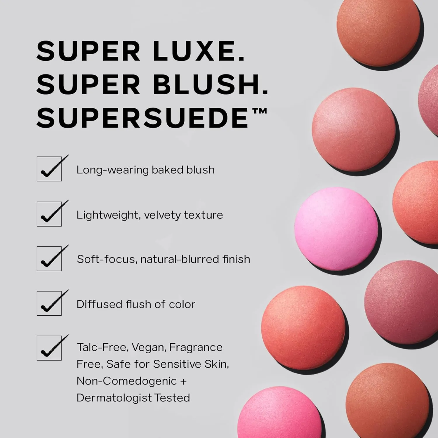 Saie SuperSuede Baked Blush - Talc-Free Powder Blush for All Day Wear - Enriched with Plant-Derived Squalane   Glycerin to Help Moisturize Dry Skin - Ciao (.01 Ounce)
