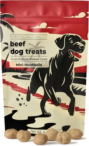 Santa Cruz Paleo Dog Treats, 4 oz Bag, Beef Liver Treats for Dogs with Beef Heart, Vitamin E, Healthy Mini Meatball Dog Training Treats or Food Topper Made with 100% Pasture Raised Beef, High Protein