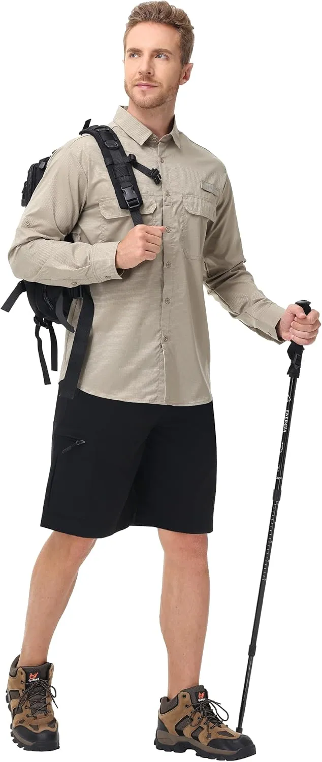 Satankud Men's Cargo Hiking Shorts 9" Lightweight Golf Shorts for Casual Work Travel Outdoor 5 Zipper Pockets