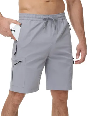 Satankud Men's Cargo Hiking Shorts 9" Lightweight Golf Shorts for Casual Work Travel Outdoor 5 Zipper Pockets