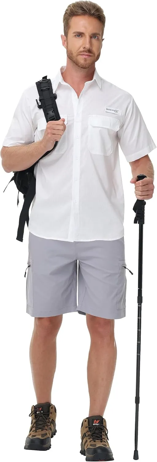 Satankud Men's Cargo Hiking Shorts 9" Lightweight Golf Shorts for Casual Work Travel Outdoor 5 Zipper Pockets