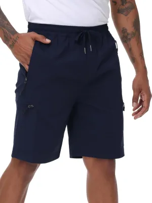 Satankud Men's Cargo Hiking Shorts 9" Lightweight Golf Shorts for Casual Work Travel Outdoor 5 Zipper Pockets