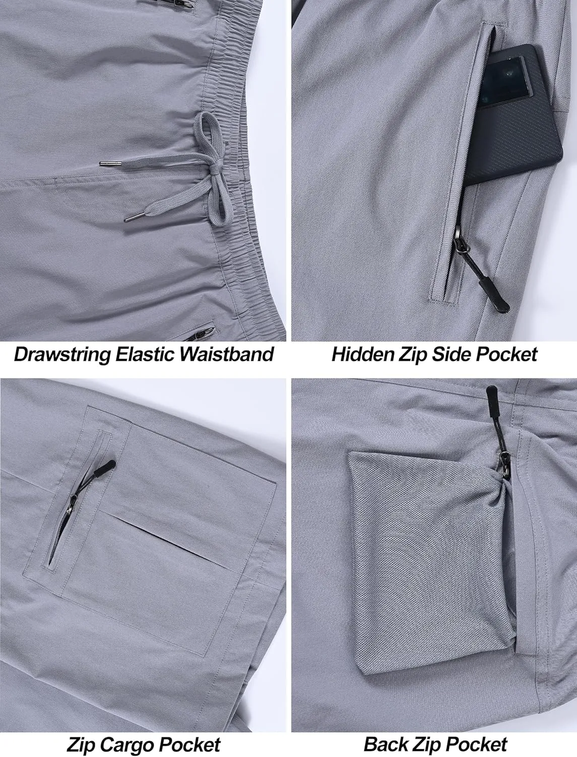 Satankud Men's Cargo Hiking Shorts 9" Lightweight Golf Shorts for Casual Work Travel Outdoor 5 Zipper Pockets