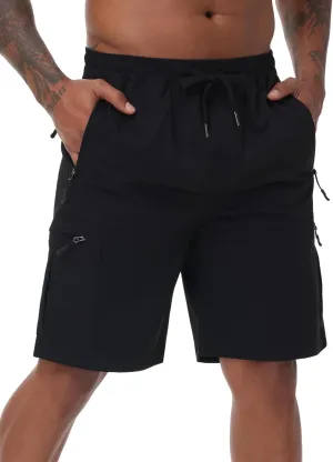 Satankud Men's Cargo Hiking Shorts 9" Lightweight Golf Shorts for Casual Work Travel Outdoor 5 Zipper Pockets
