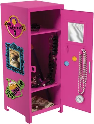 Schylling Girls Talk Pink Mini Locker - 11.25" Decorative Metal Storage Locker with 17 Mix-and-Match Magnets, Lock, and Keys - Ages 4-12