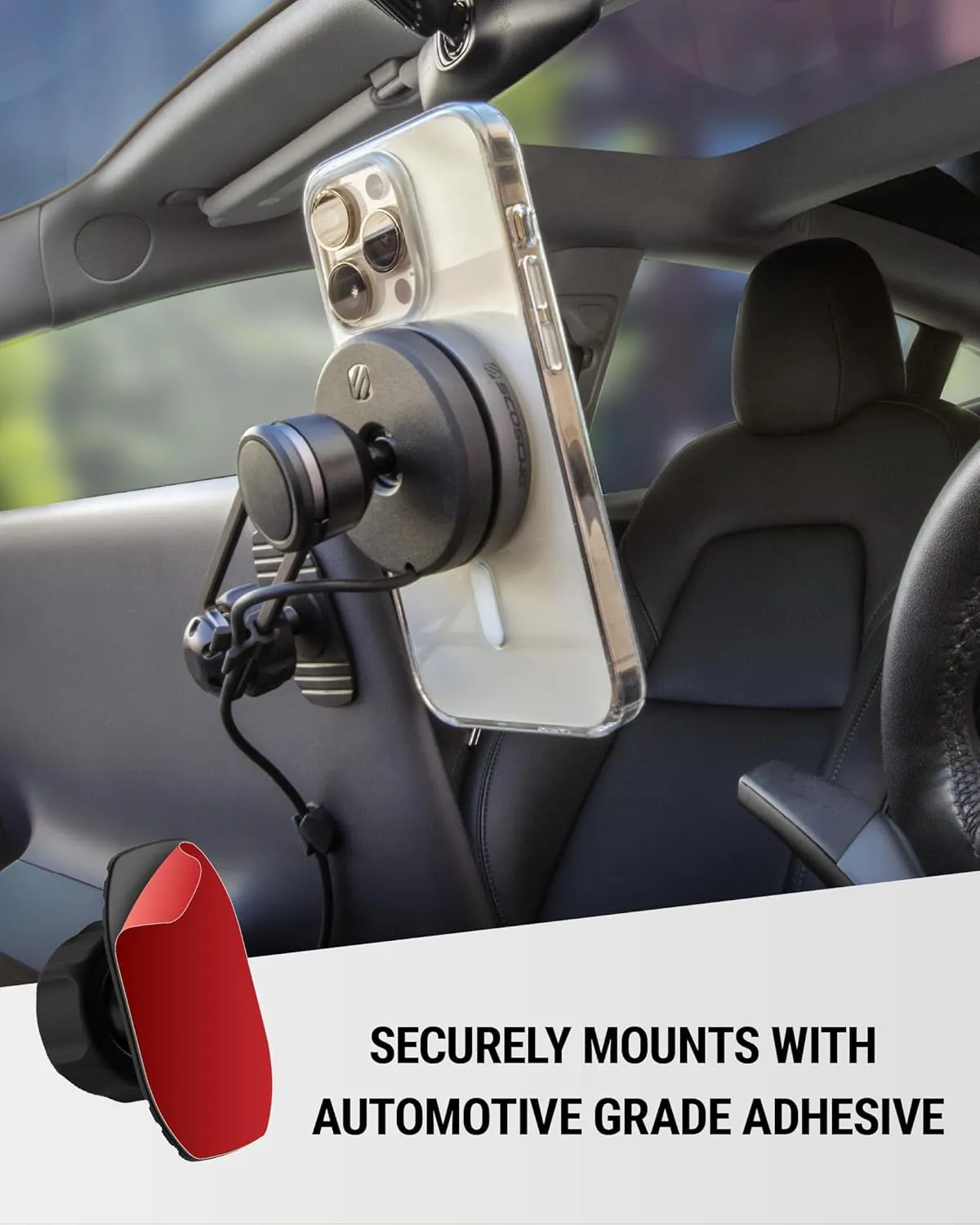 Scosche Charge Elite 3-in-1 Fast Wireless Charging Qi2 MagSafe Car Mount Charger, 15W Magnetic Cell Phone Holder for Dash/Vent/Back of Display, Tesla Phone Mount Compatible with iPhone and Samsung