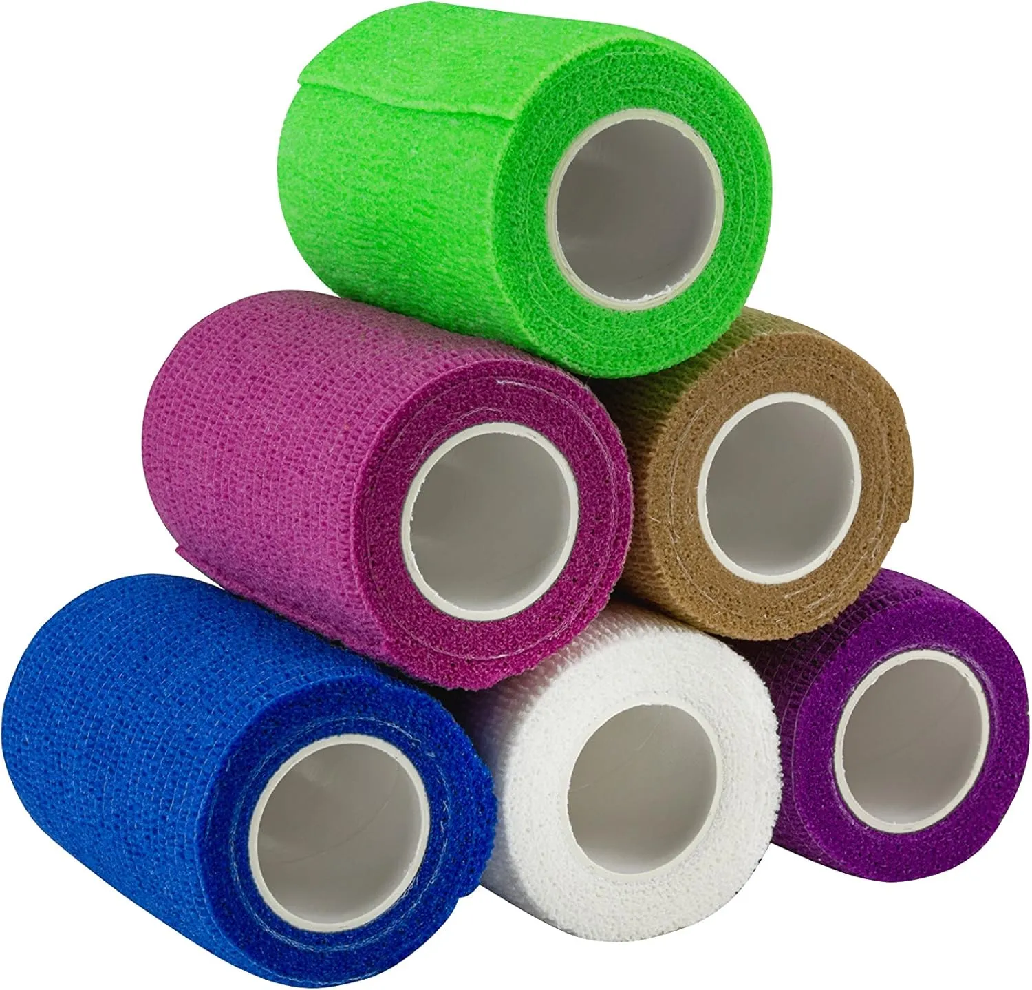 Self Adherent Wrap - Bulk Pack of 6, Athletic Tape Rolls and Sports Wraps, Self Cohesive Non-Woven Adhesive Bandage (3 in x 5 Yards) for Ankle Sprains & Swelling