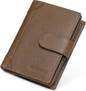 SENDEFN Men's Wallet Genuine Leather Wallets for Men RFID Blocking Card Holder with Zipper Coin Purse