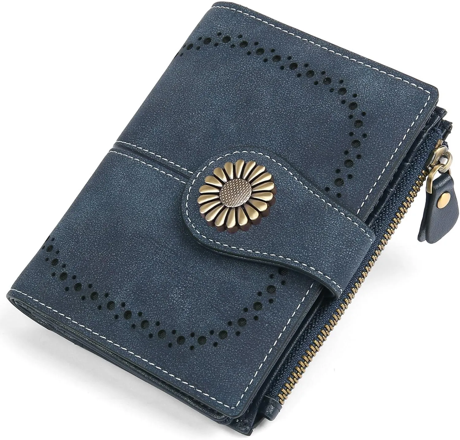 SENDEFN Small Wallets for Woman RFID Blocking Leather Bifold Credit Card Holder Purse with ID Window