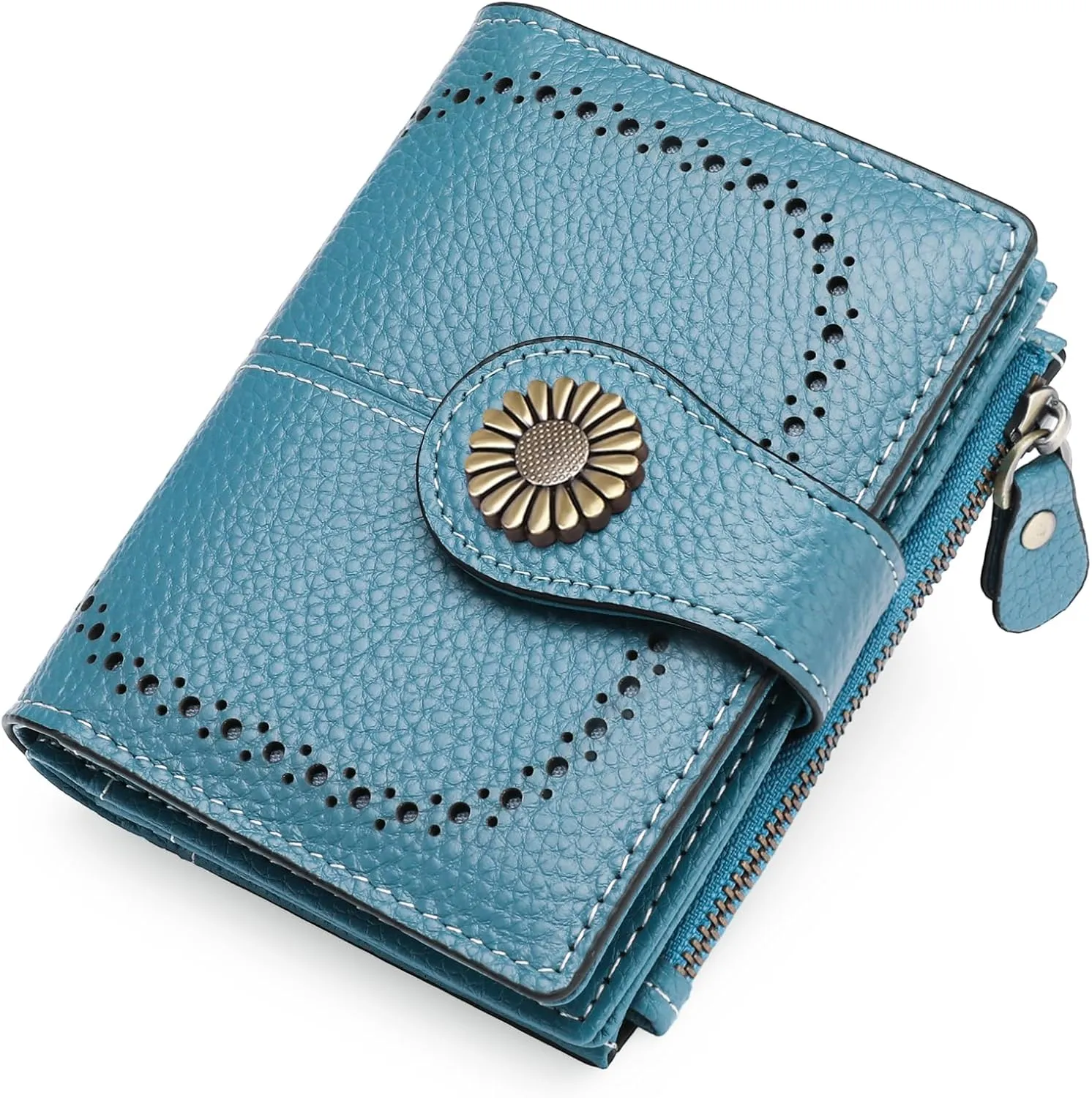 SENDEFN Small Wallets for Woman RFID Blocking Leather Bifold Credit Card Holder Purse with ID Window
