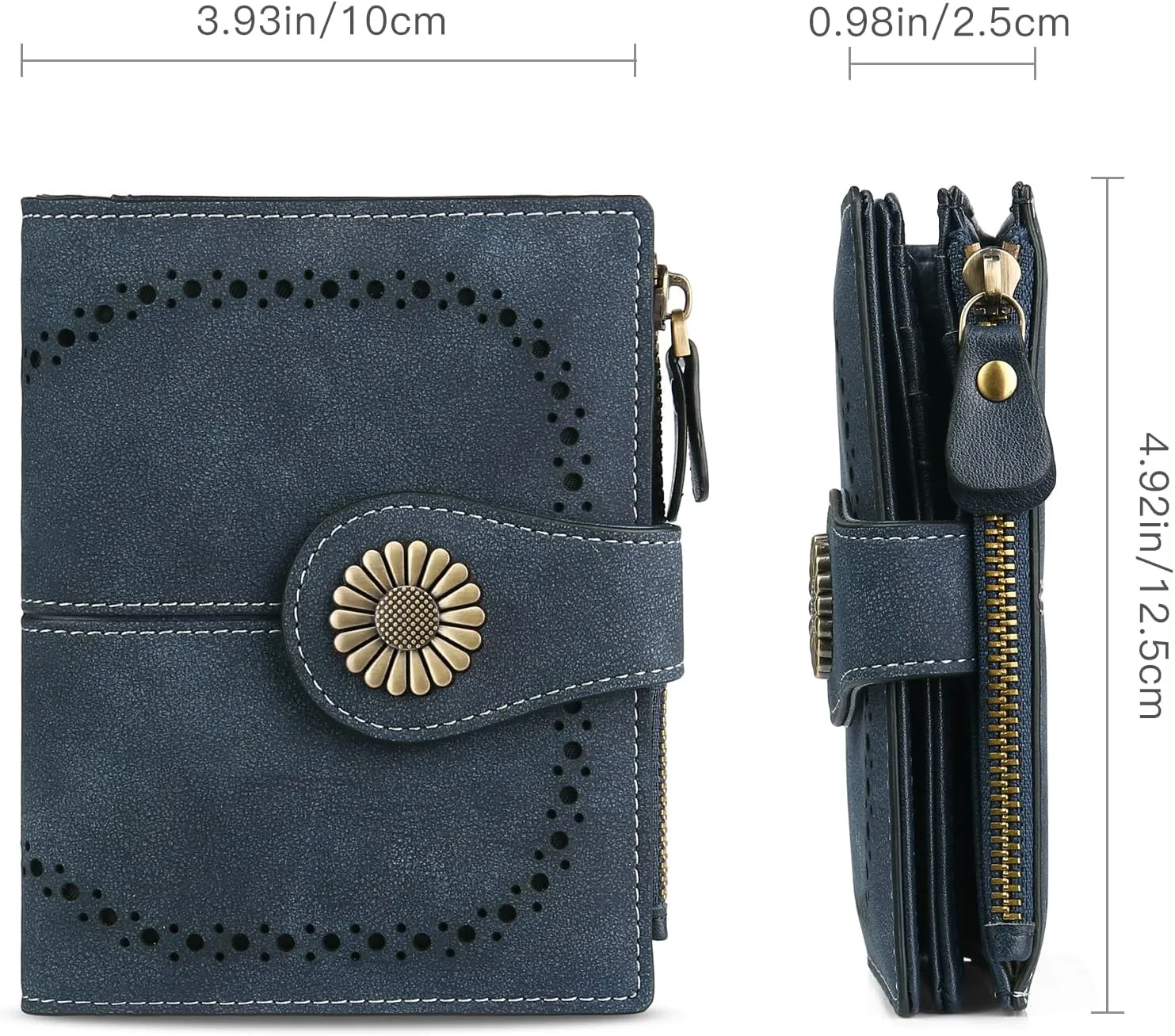 SENDEFN Small Wallets for Woman RFID Blocking Leather Bifold Credit Card Holder Purse with ID Window
