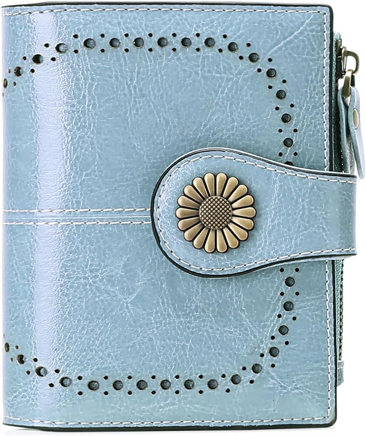 SENDEFN Small Womens Wallet Leather Bifold Card Holder RFID Blocking with Zipper Coin Pocket