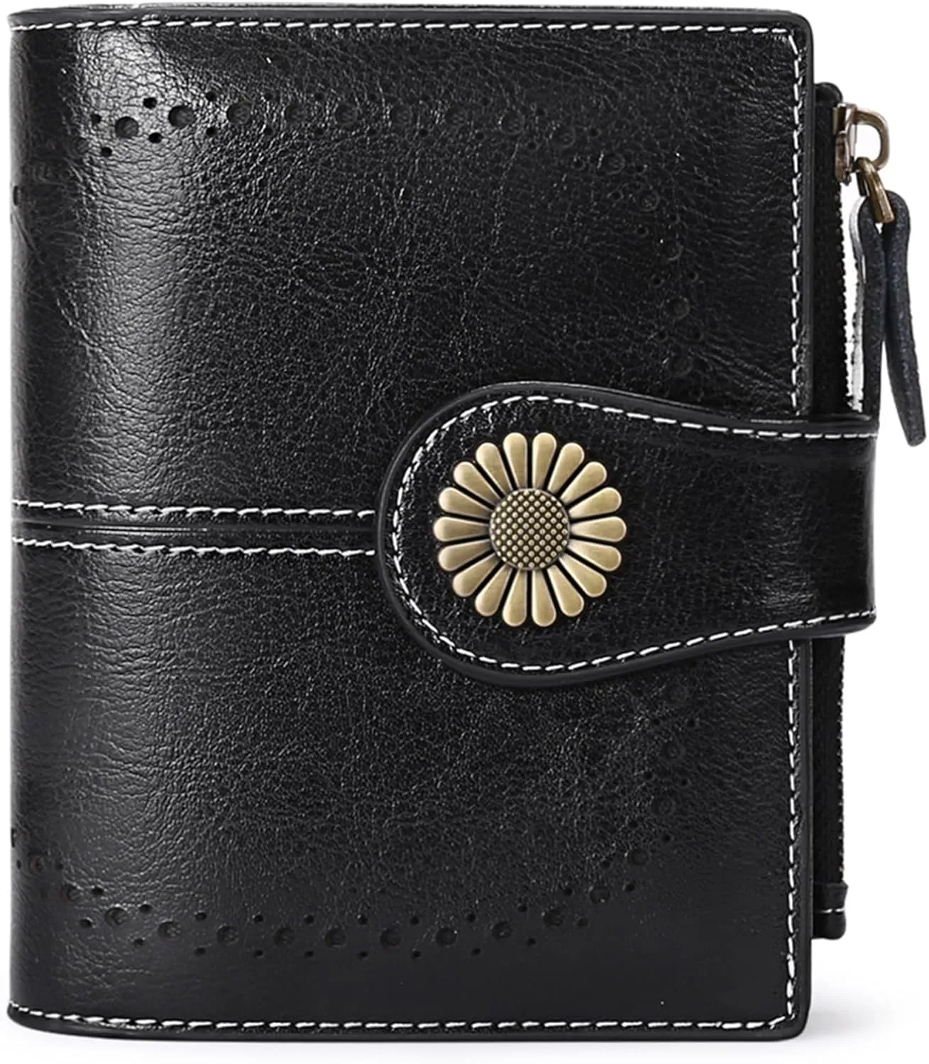 SENDEFN Small Womens Wallet Leather Bifold Card Holder RFID Blocking with Zipper Coin Pocket