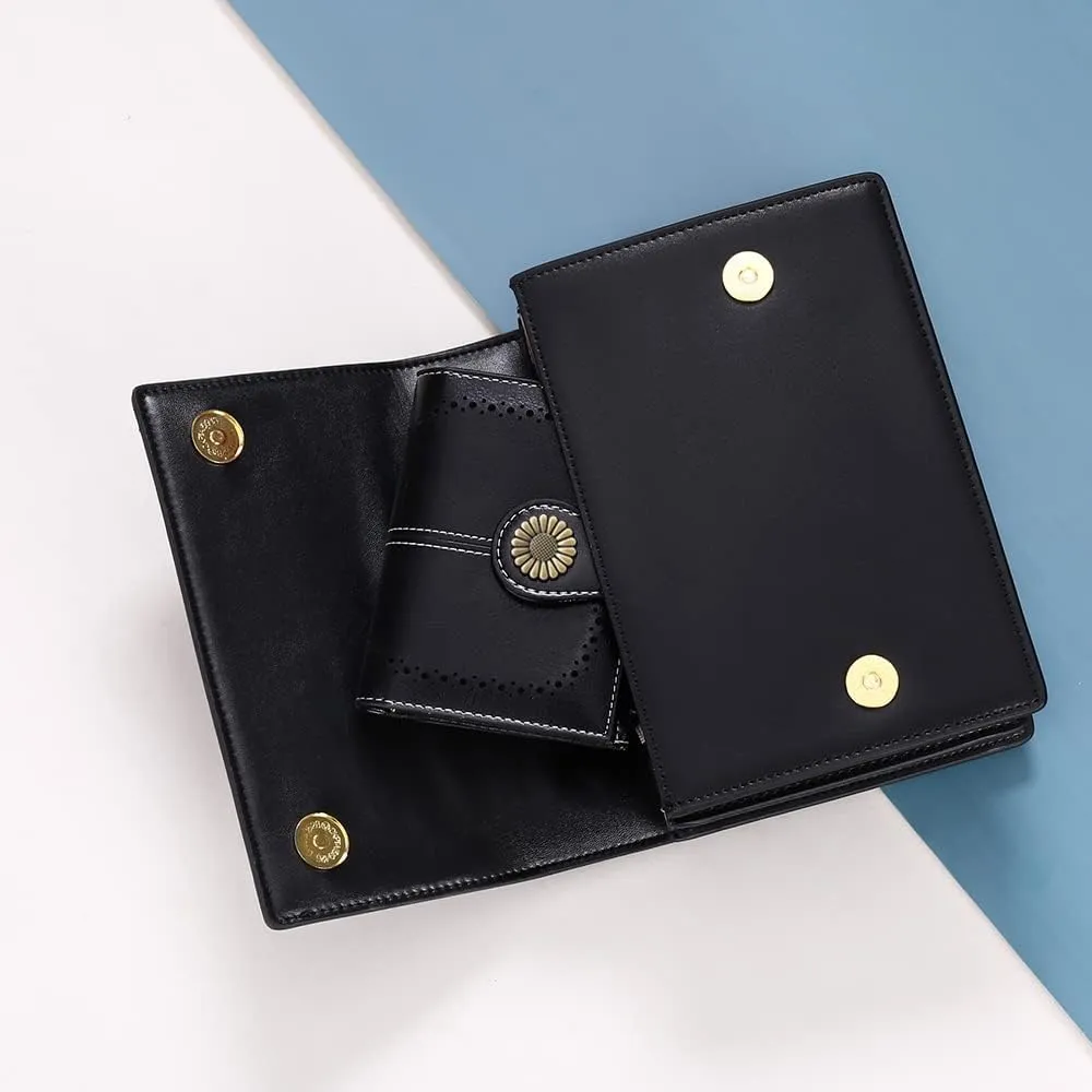 SENDEFN Small Womens Wallet Leather Bifold Card Holder RFID Blocking with Zipper Coin Pocket