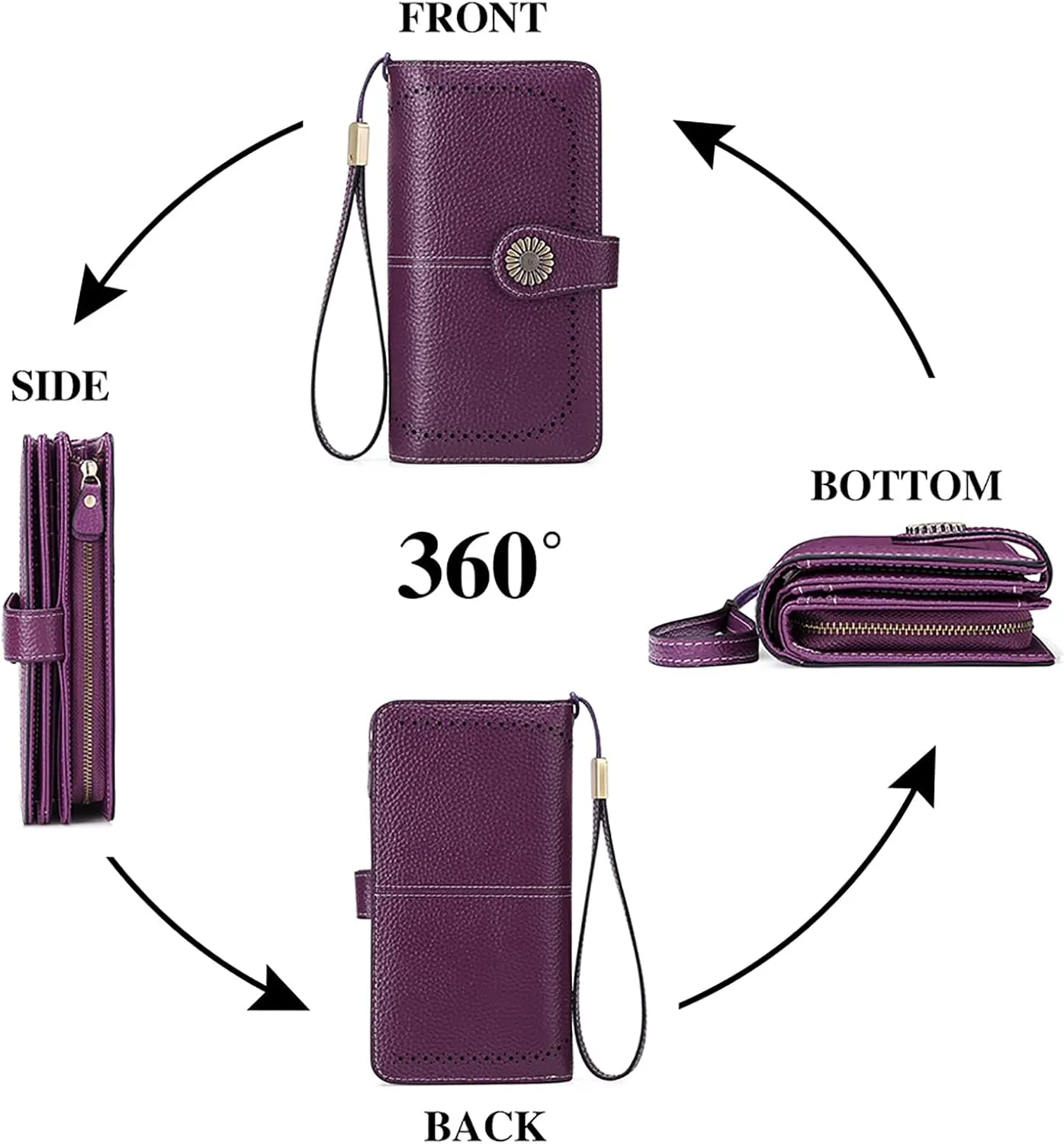 SENDEFN Wallets for Women Leather Credit Card Holder with RFID Blocking Large Capacity Wristlet