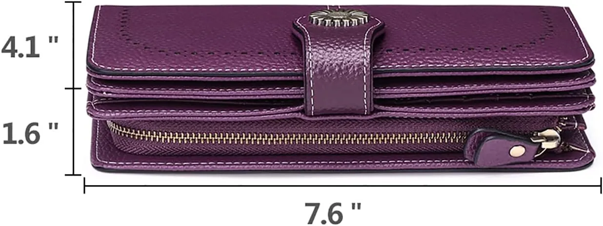 SENDEFN Wallets for Women Leather Credit Card Holder with RFID Blocking Large Capacity Wristlet