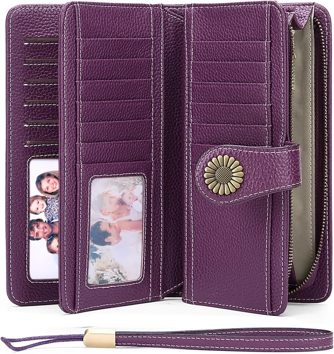SENDEFN Wallets for Women Leather Credit Card Holder with RFID Blocking Large Capacity Wristlet