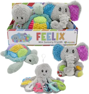 Sensory Plush Gift Set (Set of 3); Mini Friends, Octopus, Elephant, and Turtle Stuffed Toys