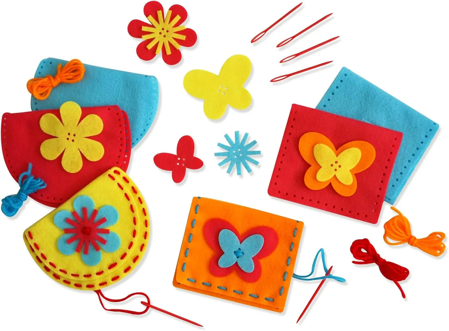 Serabeena Sew Your Own Purses - Sewing Kit for Kids Ages 4-8 Plus - Felt Crafts - Helps Develop Fine Motor Skills - DIY Kit With 6 Purses & Accessories