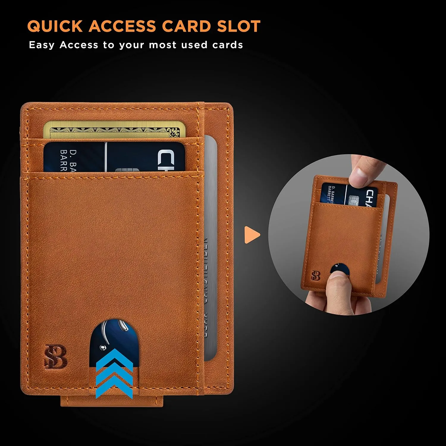 SERMAN BRANDS Front Pocket Wallet with Money Clip Magnetic. Bifold Minimalist RFID Leather Wallets for Men Slim Card Wallet