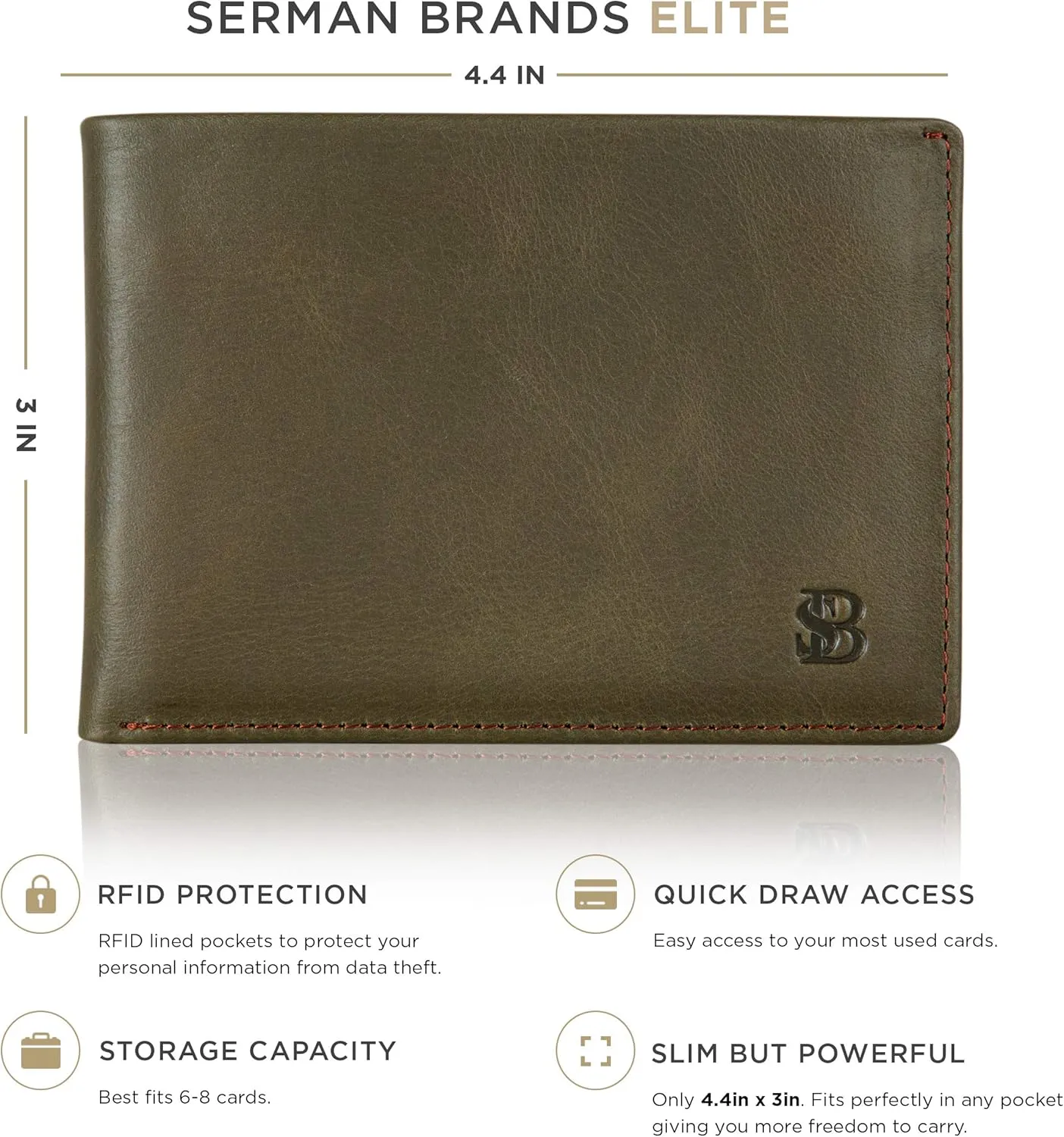 SERMAN BRANDS Mens Slim Bifold Wallet RFID Blocking Minimalist Front Pocket Wallets for Men - Thin & Stylish